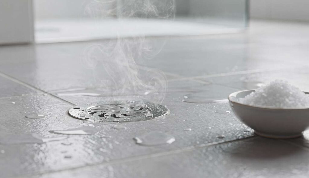 Scarico della doccia lento: la soluzione con acqua bollente e sale che funziona davvero